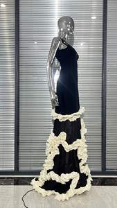 Bettergirl 2025 Nouvelle <span class=keywords><strong>robe</strong></span> noire longueur de plancher en tissu de maille de bandage - Product Image 5