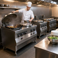 Machine à frire à gaz double tête avec rouleaux, cuisinière wok automatique en acier inoxydable, équipement de cuisson professionnel pour restaurant