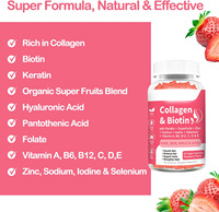Compléments de collagène protéique OEM, biotine, multivitamines, gommes, produit de beauté pour la croissance des cheveux, soin de la peau, ongles forts pour adultes