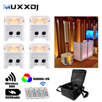 Lot de 4 mini-projecteurs LED S6 6*18W RGBWAUV 6-en-1 sans fil sur batterie DMX pour scène, mariage, bar, DJ