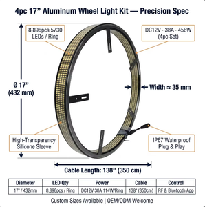 Luces LED Blancas de Doble Cara para Ruedas de 17 Pulgadas y 8 Filas, Stock en EE. UU., Listas para Enviar, Kit Impermeable IP68 5730 para ATV, UTV, Camioneta - Product Image 3