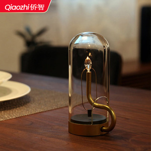 Lámpara de Mesa Recargable con Diseño de Gota de Agua y Llama, Luz Nocturna Retro para Restaurantes Occidentales, Bares, Decoración Moderna para Mesas - Product Image 2