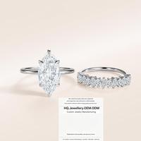 Bague de fiançailles artisanale plaquée or 18 carats, sertie de zircone cubique 5A taille marquise, ensemble de bagues empilables pour mariage/nuptiale pour femme