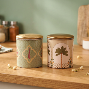 Boîtes à épices en métal de style marocain avec couvercle, design rond, motif imprimé, conteneur alimentaire à 1 couche, pour garder les aliments frais - Product Image 3