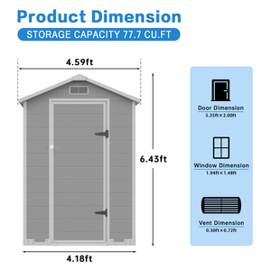 Abri de jardin extérieur imperméable LARBANKE 4x3FT avec plancher, facile à assembler et portable pour une utilisation en jardin - Product Image 2