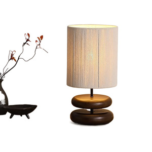 Wabi Sabi Style Solid Walnut Wood Table <b>Lamp</b> E27 <b>Led</b> <b>Light</b> Source 220V For Living Room Study Bedroom Bedside - Product Image 5