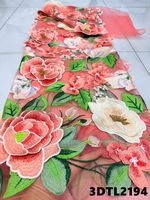 Harga Grosir Kain Brokat Prancis Bordir Bunga 3D Biru Langit Model Terbaru untuk Gaun Pengantin