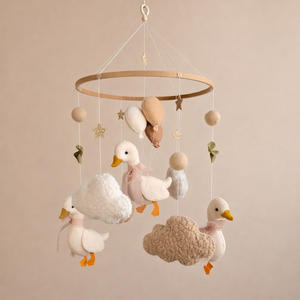 <strong>Classic</strong> Neutral Baby Shower Gift Eco-friendly <strong>Crib</strong> Hanging Toy Duck Goose Felt Cloud Infant Nursery Mobile for Boys Girls - Product Image 1