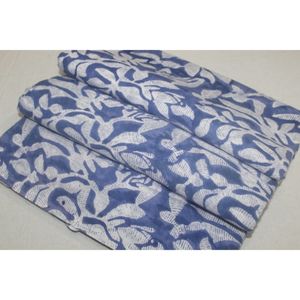 <b>Blue</b> Hand Block Design Soft Cotton Fabric for Summer Clothing African Style Handmade Dressmaking Fabric by Yard - Product Image 1