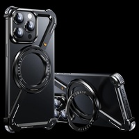 Coque en alliage d'aluminium de forme fantaisie pour iPhone 17 16 15 ProMax 15 Plus avec support magnétique rotatif à 360° et protection antichoc