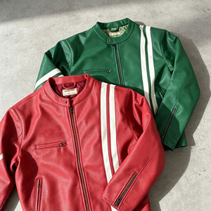 Chaqueta de cuero personalizada para <span class=keywords><strong>hombre</strong></span> al por mayor, de piel sintética PU, con cuello redondo y cremallera, estilo motero corto, abrigo informal para ropa de calle. - Product Image 5