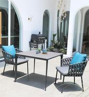 Ensemble de salle à manger en Aluminium Morden, Table et chaises en Aluminium de haute qualité, Table et chaise d'extérieur en corde de Polyester tissée