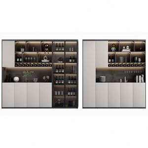 Mueble de Madera y Vidrio de 5 Niveles para Vino, Mueble de Bar de 2 Secciones con Almacenamiento para Vino, Aparador Alto - Product Image 1