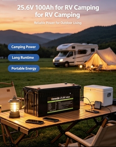 Batterie LiFePO4 24V 100Ah avec BMS intégré, cycle profond, puissance de 2560W, plus de 500 cycles pour le stockage d'énergie solaire - Product Image 2