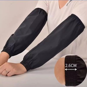 Manchons en cuir imperméables noirs avec manchette élastique étendue pour usage quotidien, protection pour hommes et femmes en cuisine - Product Image 4