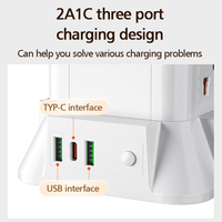 Enchufe de Torre Universal con 9 Tomas, 2 Puertos USB, 1 Tipo C, Cables de Extensión de 2 Metros, Enchufe Multifunción para UE y EE. UU. con Interruptor