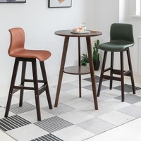 Chaise de bar pivotante ronde haute en bois, chaise de bar luxueuse rembourrée, chaises de bar en bois avec repose-pieds