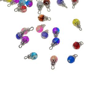 50x ciondoli di perle di vetro Crackle ciondoli di gemme floreali perline e assortimenti di perline per gioielli fai da te - Product Image 1