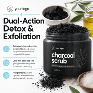 Exfoliante de Sal del Mar Muerto con Colágeno y Carbón Vegetal ODM OEM, Desintoxica los Poros, Suaviza la Textura Áspera, Mejora la Piel Opaca y Desigual - Product Image 5