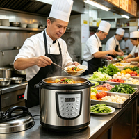Cuisinière à pression électrique 6-en-1 avec écran LED intelligent, revêtement antiadhésif en acier inoxydable, cuve intérieure de 5 L, pour usage domestique et hôtelier