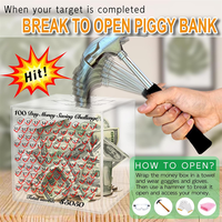 100 Day Savings Challenge Acrylique Cash Box Hammer Smash Breakable Piggy Bank for Gifting