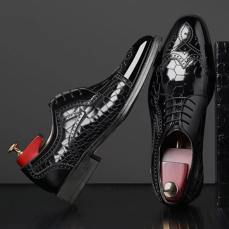 XY Shoes 3001 Brock Embossed Oxford Shoes Men's Square Toe