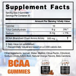 BCAA กรดอะมิโน อาหารเสริมกัมมี่เพิ่มพลังก่อนออกกำลังกาย ออร์แกนิค ซูเปอร์ฟู้ดธรรมชาติ วิตามินสำหรับผู้ใหญ่ เกรดอาหาร 3 กรัม 2 ชิ้น รับประทานทุกวัน - Product Image 5