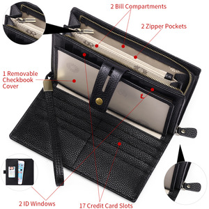 <span class=keywords><strong>Portefeuille</strong></span> long en cuir RFID pour <span class=keywords><strong>femme</strong></span> avec dragonne, <span class=keywords><strong>porte</strong></span>-monnaie, <span class=keywords><strong>porte</strong></span>-téléphone, <span class=keywords><strong>porte</strong></span>-chèquier avec poche zippée, pochette, <span class=keywords><strong>portefeuille</strong></span> en cuir - Product Image 3