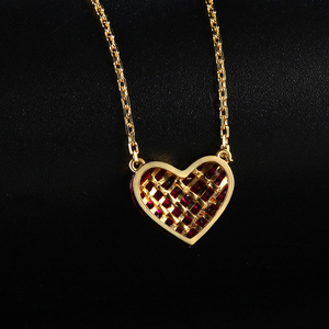 Collier doré 18k en forme de cœur rubis naturel, bijou à personnaliser, nouvelle collection - Product Image 5