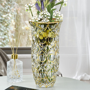 Nordic Modern Vintage <strong>Light</strong> Transparent Crystal Glass Eco-friendly Handmade Custom Size Gold Luxury Table <strong>Vase</strong> <strong>for</strong> Home Wedding - Product Image 4
