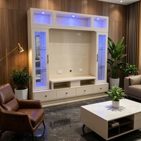 Nouvel ensemble de meubles de luxe 2026 : Table basse extensible en bois blanc doré et meuble TV blanc