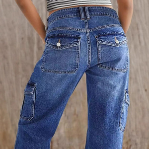 Fornitura all'Ingrosso di Jeans Classici a Gamba Dritta per Donna per il Mercato Internazionale, <span class=keywords><strong>Pantaloni</strong></span> Lunghi alla Moda con Grandi Tasche - Product Image 4