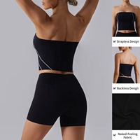 Conjunto Deportivo de 4 Piezas Personalizado OEM, Bra Deportivo de Secado Rápido, Shorts, Leggings Acampanados, Sensación Ligera y Transpirable, para Yoga y Running