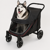 Poussette pour grand chien 60 kg, robuste, avec panneau en maille respirante amélioré, rideaux avant et arrière, pliage en un clic, chariot pour animaux de compagnie OEM ODM