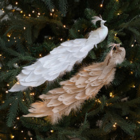 Luxuriöse Feder-Pfau Weihnachtsbaumschmuck Glitzer-Vogel Hängedekoration für Feiertage Party Heim-Dekor