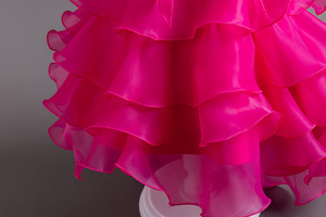 Costumes de carnaval d'Halloween, robe élégante moelleuse à queue de fille fleurie pour enfants, robe de princesse pour fête d'anniversaire avec nœud - Product Image 6