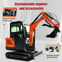 Excavadora Compacta de 3 Toneladas con Cabina, Motor Diésel Kubota, Certificación CE, Orugas de Goma, Giro Cero, Máquina Excavadora Utilitaria, Mejor Precio