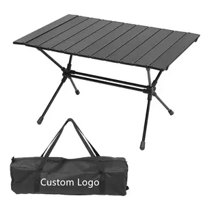 Outdoor Lightweight Compact Black Aluminum Alloy Folding Table For Self-driving Tours