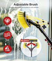 Perche télescopique de nettoyage en fibre de carbone avec logo personnalisé, adaptateur, brosse col de cygne et tuyau d'alimentation en eau