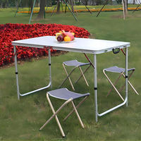 Table de camping pliante Rouser en aluminium avec surface en bois, pieds réglables, pour pique-nique, camping, pêche, jardin