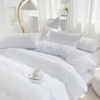 Ensemble de housse de couette uni en coton lavé de qualité supérieure Ensemble de housse de couette de style simple