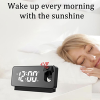 Réveil numérique LED personnalisé avec miroir électronique, projecteur, mini projection, Wekker