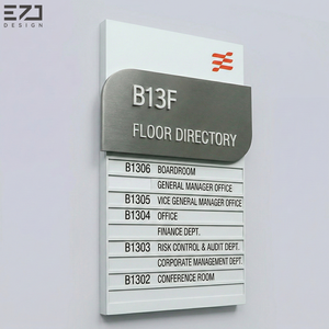 Signalétique de planification d'espaces de bureau moderne en métal brossé avec plaques nominatives interchangeables pour hôtels et centres d'affaires - Product Image 1