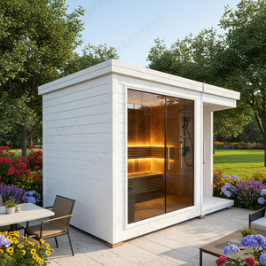 Sauna commercial moderne avec <span class=keywords><strong>douche</strong></span>, capacité 2 personnes, chauffage à vapeur sèche 9KW, construction <span class=keywords><strong>en</strong></span> <span class=keywords><strong>bois</strong></span> massif de pruche, éco-responsable et <span class=keywords><strong>solaire</strong></span> - Product Image 3