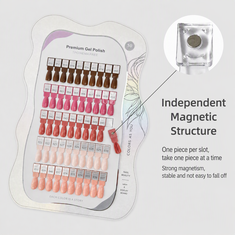 Custom Nail Drawing Magnetic Nail Color Chart Display Board Reusable Nail Color Chart for ...