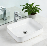 Lavabo rectangulaire moderne en céramique pour salle de bain en or noir blanc or avec 5 ans de garantie pour les hôtels et les toilettes
