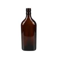 Bernsteinfarbene Flachglasflasche mit Schraubverschluss Leere Braunglasflasche für Wein Whisky Getränkeverpackung