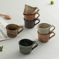 Tasse à café en grès Wabi Sabi faite à la main avec bord irrégulier, compatible micro-ondes, origine Fujian, pour café et restaurant