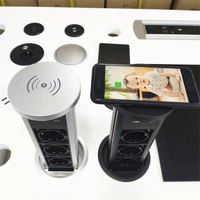 Presse d'alimentation hydraulique 3 voies française E U Pop up prise de bureau prise de charge sans fil de cuisine motorisée avec 2 ports USB