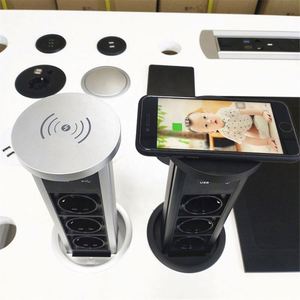 Presse d'alimentation hydraulique 3 voies française <span class=keywords><strong>E</strong></span> U Pop up prise de bureau prise de charge sans fil de cuisine motorisé<span class=keywords><strong>e</strong></span> avec 2 ports USB - Product Image 6